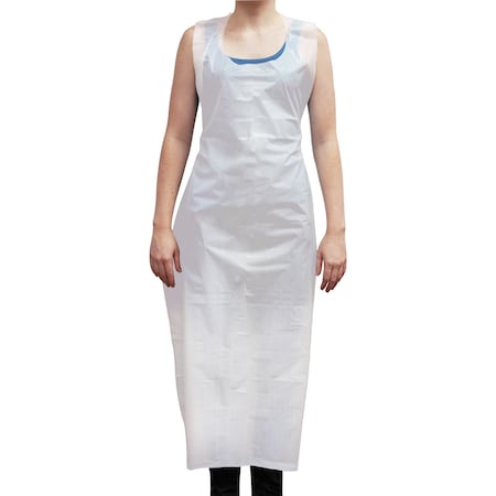Safe Handler Disposable Poly Aprons Waterproof, 1.5 Mil Thickness, White(50-Pack) BLKC-MSPE-AP2W